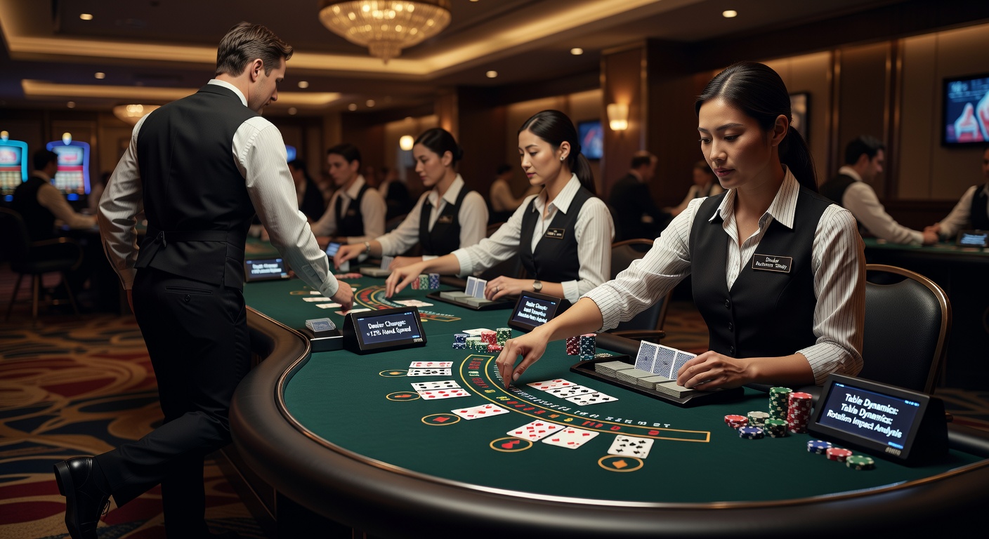 Live-Dealer-Blackjack-Tisch mit rotierenden Dealern während eines Wettbewerbs