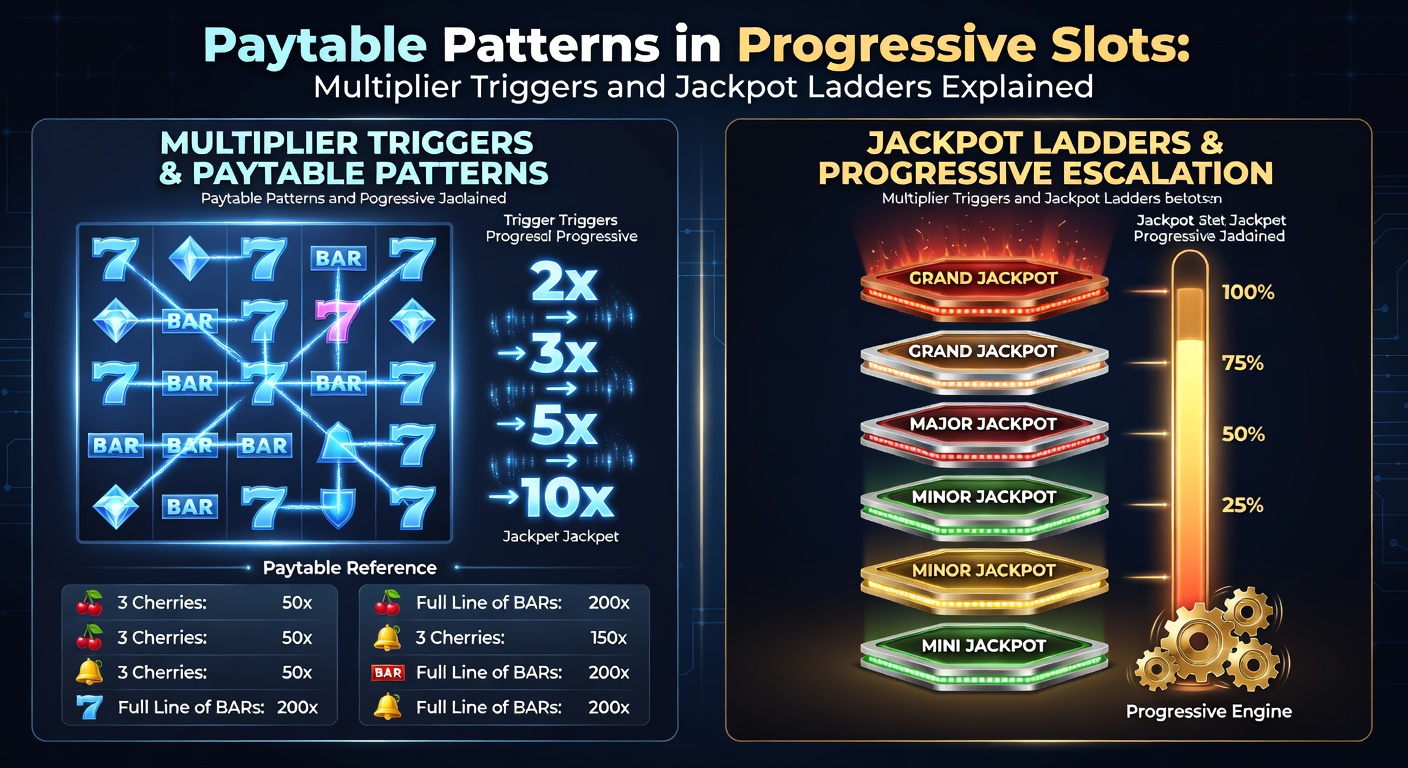 Grafische Illustration einer Jackpot-Leiter mit Multiplikator-Triggern in einem progressiven Slot